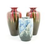 Pair of decorative French art pottery vases,