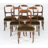 Set of six Victorian mahogany dining chairs, with single rail back,