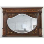 Late Victorian Sheraton Revival mahogany and inlaid overmantel mirror, circa 1890,