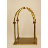 Brass lantern, formed as four Corinthian columns supporting a mount over a square base, height 73cm,