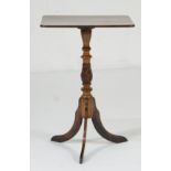 Victorian mahogany pedestal tripod table, rectangular top with rounded corners,