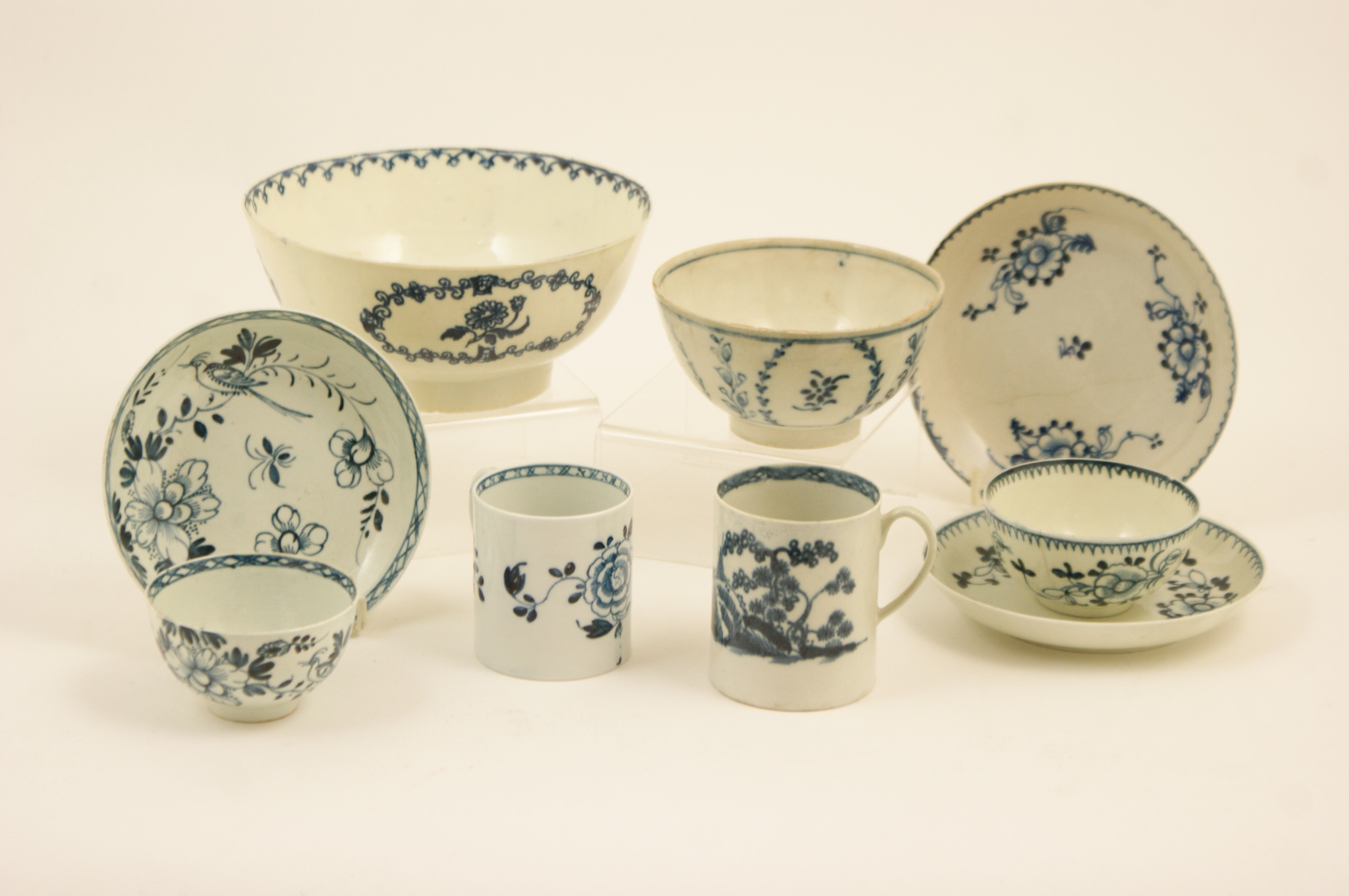 Small selection of English porcelain, including Philip Christian's Liverpool coffee can,