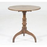 Oak tilt top pedestal tripod table, early 19th Century,