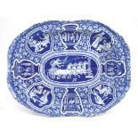 Copeland & Garratt blue and white printware turkey plate in the Greek pattern,