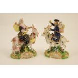 Pair of Bloor Derby figures, circa 1820-40, Count von Bruhl's Tailor and his wife,