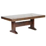 Reclaimed hardwood dining table by Jarabosky (Yorkshire), the solid top 202cm x 110cm,