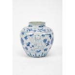 A Pot,Chinese porcelain, blue decoration "Boys and flowers" Dim. - 14 cm