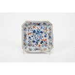 A Square Small Dish,Chinese export porcelain, blue, «rouge-de-fer» and gilt decoration "Flowers"