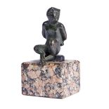 A Faun,bronze sculpture, marble stand Dim. - 11 (total) cm