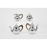 A Tea and Coffee Set,D. Maria I (Queen of Portugal) style, 833/1000 silver, Brazilian rosewood