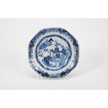 An Octagonal Soup Plate,Chinese export porcelain, blue decoration "Oriental landscape" Dim. - 23 cm