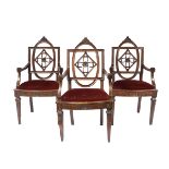A Set of three Armchairs,D. Maria I, Queen of Portugal (1777-1816)carved walnut Dim. - 106 x 58 x 58