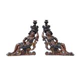 Female figures sitting,a pair of polychrome wooden sculptures Dim. - 39 cm