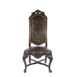 A High Back Chair,D. João V, King of Portugal (1706-1750), darkened walnut with carvings, «claw