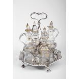 An Octagonal Cruet with Gallery,D. Maria I, Queen of Portugal (1777-1816), 750/1000 silver frame,