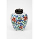 A Pot,Chinese export porcelain, polychrome decoration "Wucai" «Foo dogs» Dim. - 28 cm