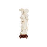 An Oriental Female Figurine,carved ivory Dim. - 18 (marfim) cm