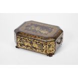 A Working-box with Bureau Drawer,black laquer wood, gilt decoration "Oriental landscapes",