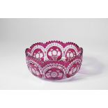 A Large Bowl,red and colourless crystal, cut decoration "Vases with flowers" Dim. - 13 x 30 cm