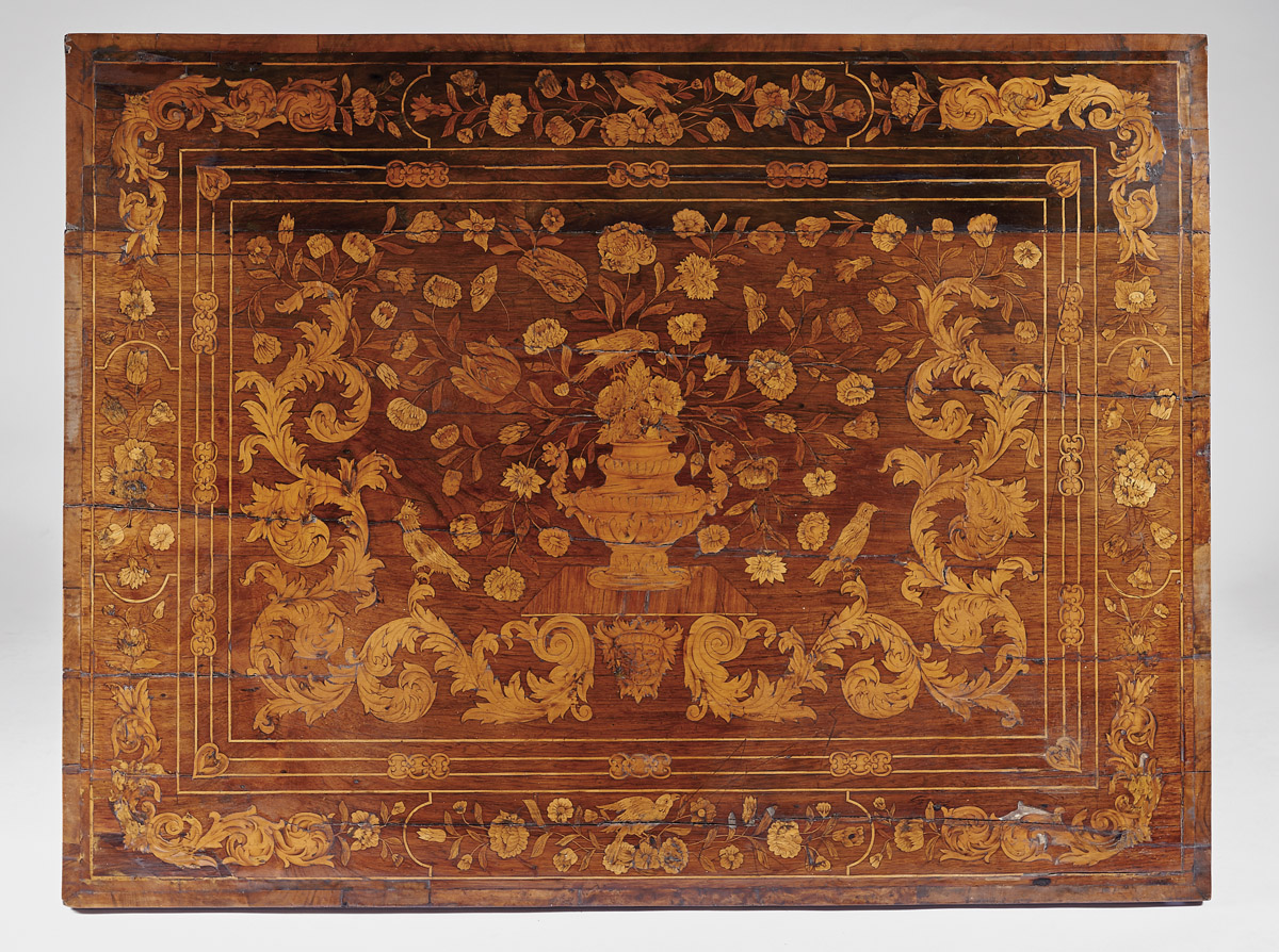 A Table with Drawer,Brazilian rosewood, walnut, satinwood and boxwood marquetry "Flowers, - Image 2 of 2