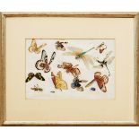 Insects,a pair of gouaches on tracing paper, Chinese Dim. - 18,5 x 27 cm