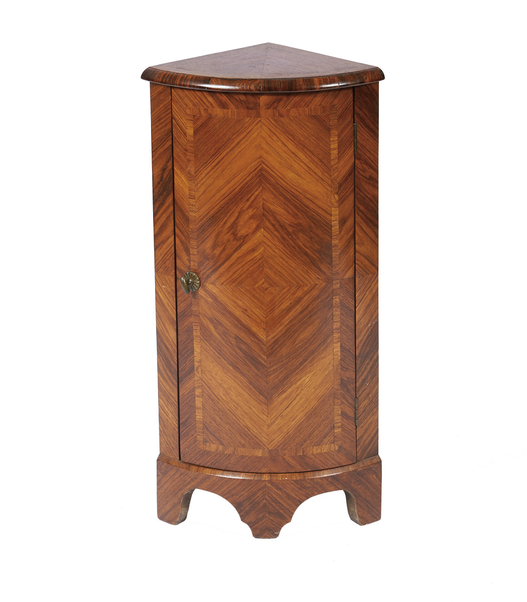 A Small Corner Cabinet,Louis XVI (1774-1791), burr-kingwood and Brazilian rosewood veneer, bronze