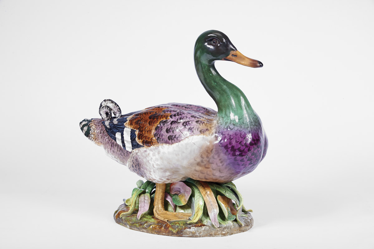A Duck,Meissen porcelain sculpture, polychrome decoration Dim. - 44 x 45 x 30 cm - Image 2 of 3
