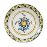 A Dish, Estremoz faience, polychrome decoration "Flowers", Portuguese, 18th/19th C., small chips and