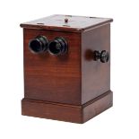 A Slide Viewer, mahogany case, slides on glass, European, 19th/20th C., small defects Dim. - 33,5