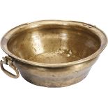 A Basin with Handles, yellow metal, Portuguese, 18th C., signs of use, small bruises Dim. - 14 x