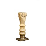 A Seal, carved bone handle "Fingers Crossed", bronze seal "St. with palm", Portuguese, 18th C.,