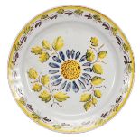 A Dish, faience, polychrome decoration "Flowers", Portuguese, 18th/19th C., small faults on the