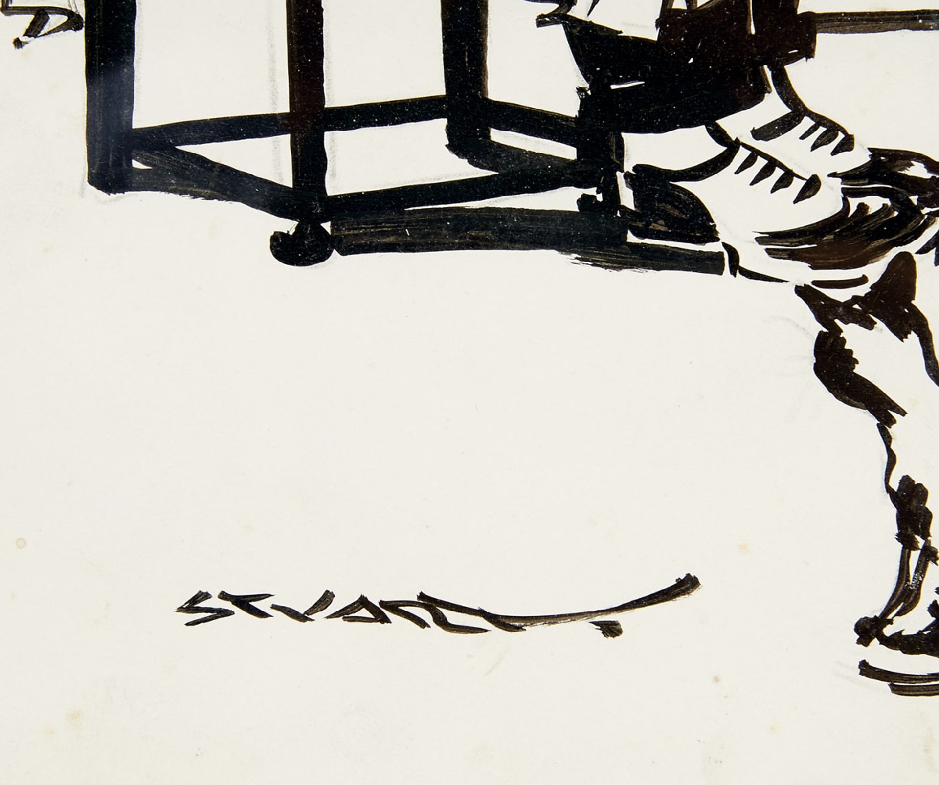 STUART CARVALHAIS - 1887-1961, "Homens em Casa" and "Mulheres na rua", a pair of ink on paper, small - Bild 2 aus 2