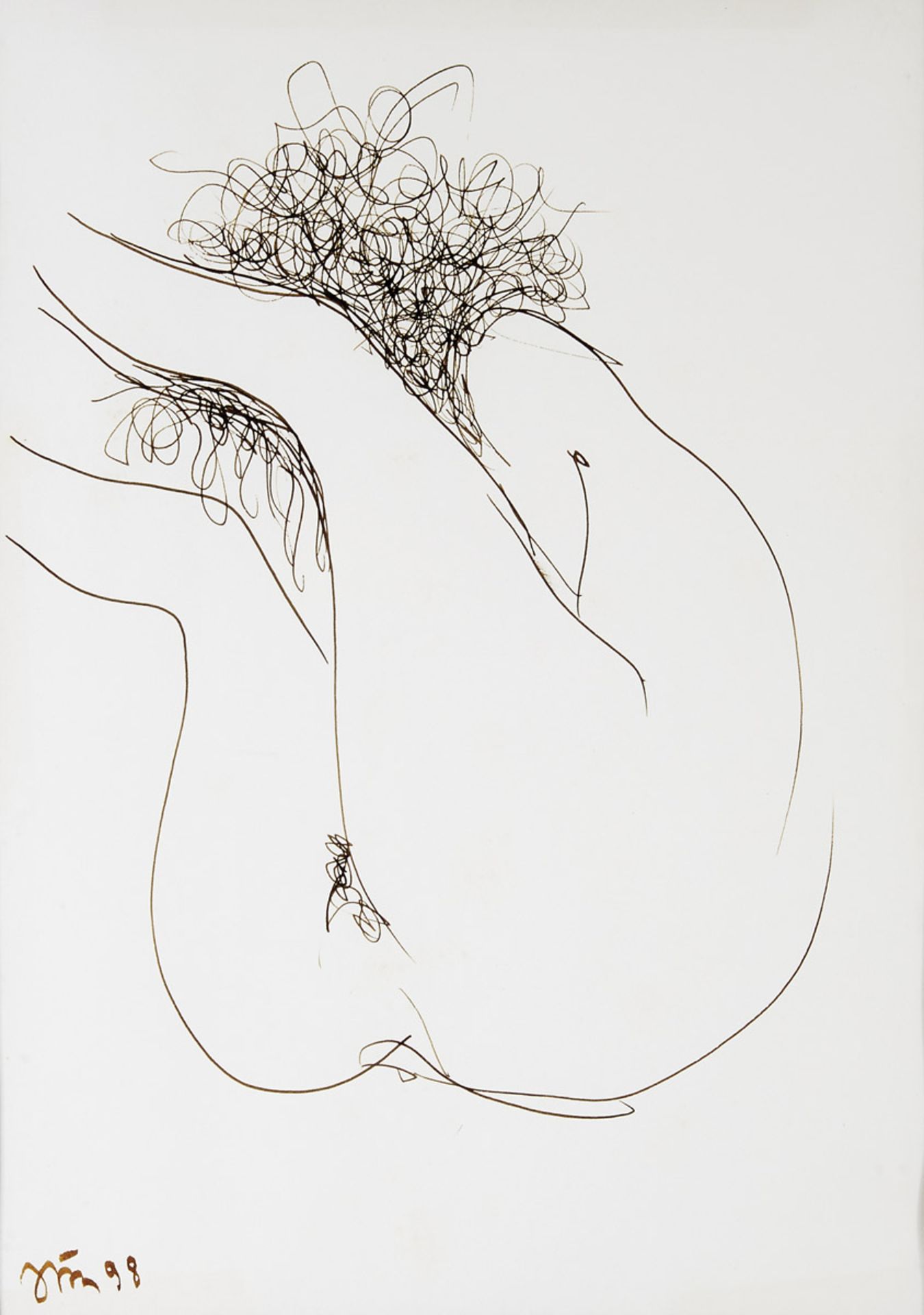 JOÃO CUTILEIRO - NASC. 1937, Untitled (Female nude), ink on paper, signed and dated 1998, Dim. -