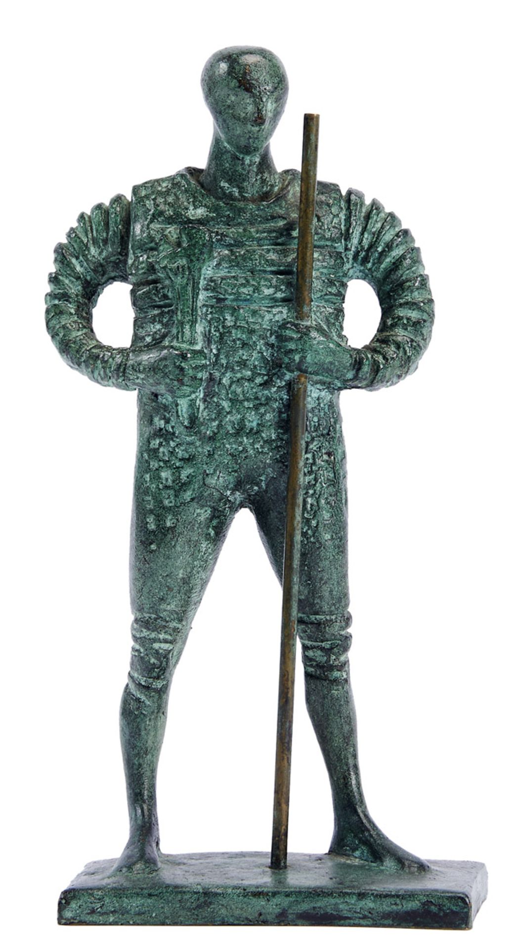 Male figure, patinated bronze sculpture, signed with initials "CM", numbered 254/300, Dim. - 26,5