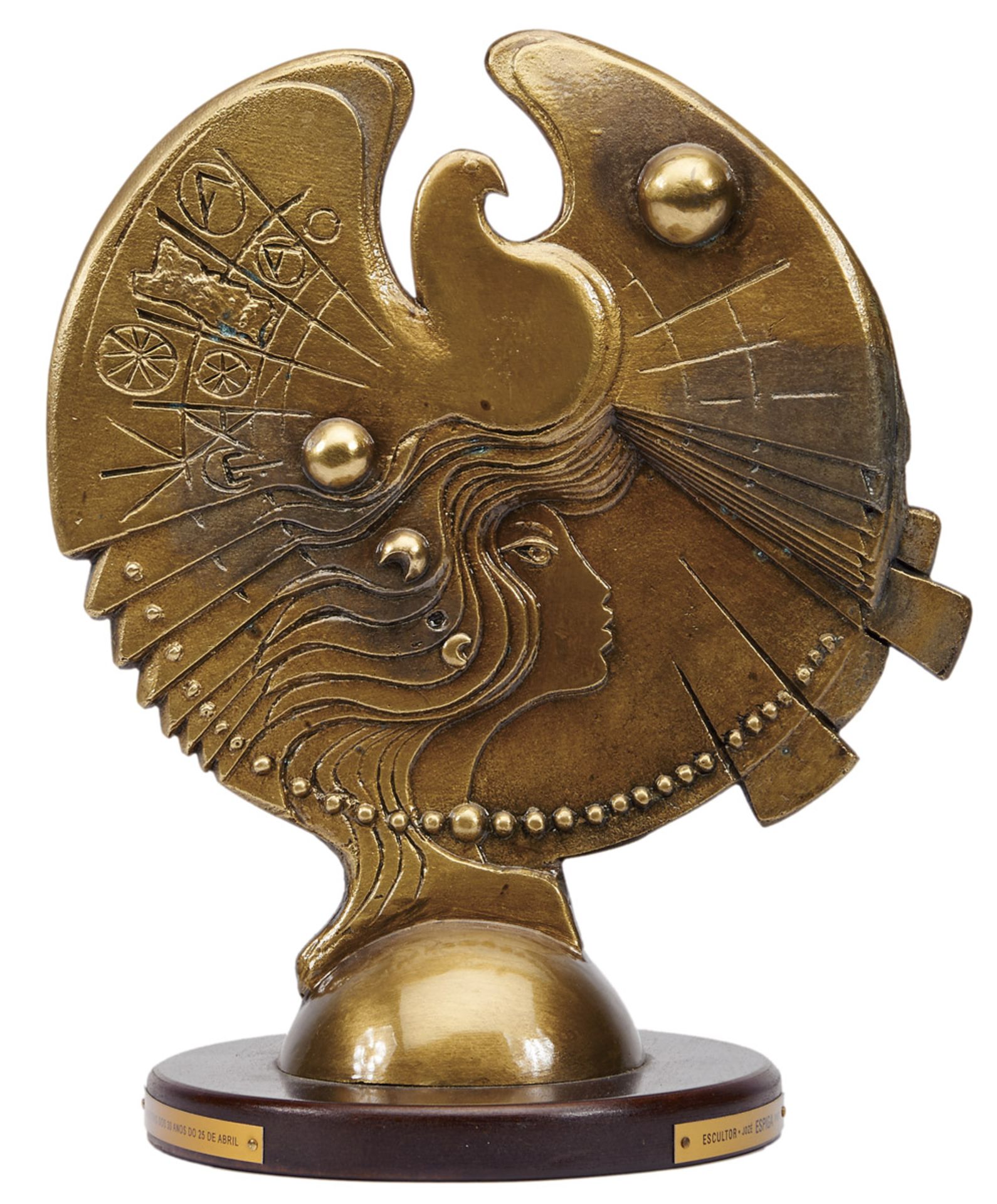 ESPIGA PINTO - 1940-2014, Medallion "30 years celebration of the 25th of April", bronze sculpture, - Bild 2 aus 3