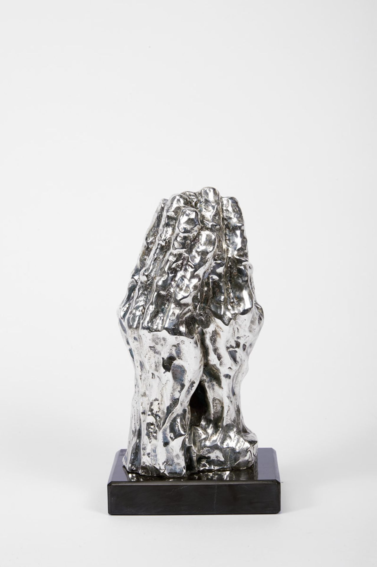 Praying Hands, silver bronze sculpture, Spanish, 20th C., unidentified signature, dated 1992 (