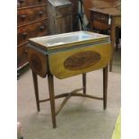 An unusual late Victorian inlaid mahogany centre table, rectangular-shape with removable tray-top,