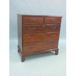 A Victorian mahogany chest, two short and three long drawers, drawer-fronts with boxwood line-inlay,