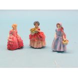 Three small Royal Doulton figures, Rose HN1368, Cissie, HN1809, Wendy, HN2109