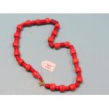 A red coral large-bead necklace