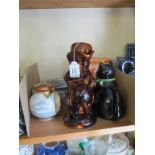 A Victorian treacle-glazed Snuff-taker character jug, with cover, and other china