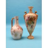 A Royal Worcester ivory-ground vase, brightly painted with flowers, date-code 1904, 14in., a similar