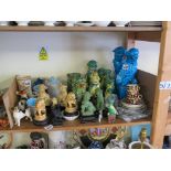 Various pairs of Buddhistic lions, ceramic and other materials, other ceramics include a Burleigh