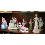 Two Royal Doulton figures, Repose, HN2272, Queen Victoria, HN3125 together with a continental