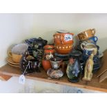 A small collection of Swiss provincial slipware, including a bear match holder, bright slip colours