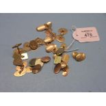 Eighteen various gold cuff-links, some pairs, largely 9ct. gold, some unmarked yellow metal, 71