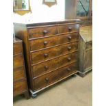 A Victorian mahogany chest, two short and four long graduated drawers, each pine-lined, flame-