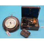 A Victorian rosewood box, contents include two brooches, two pairs of opera glasses, also to include