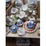 Victorian and later china teaware, including a Royal Crown Derby part coffee set, some damage,